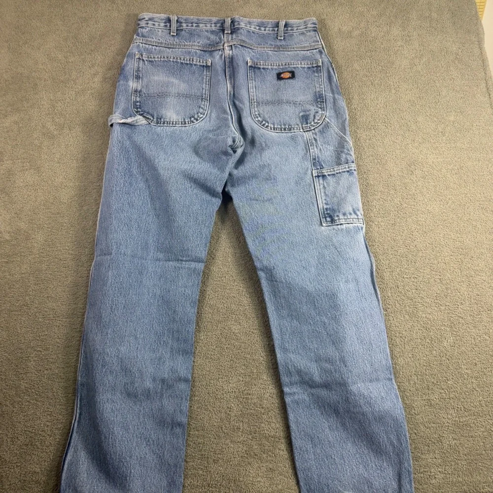 Dickies Relaxed Fit Carpenter Jeans Light Wash Distressed 1993SNB Mens 34x34 Blu